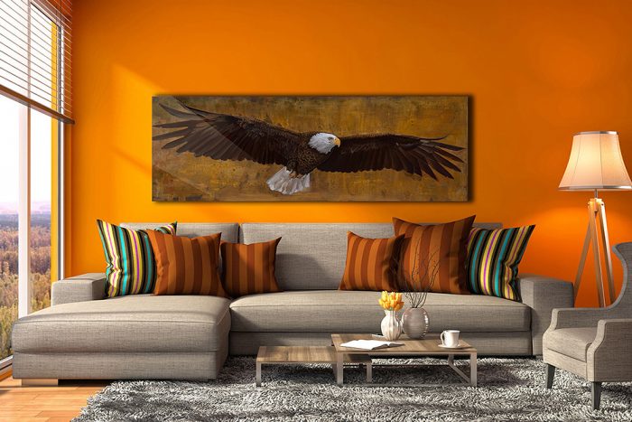 american freedom eagle in colorful living room