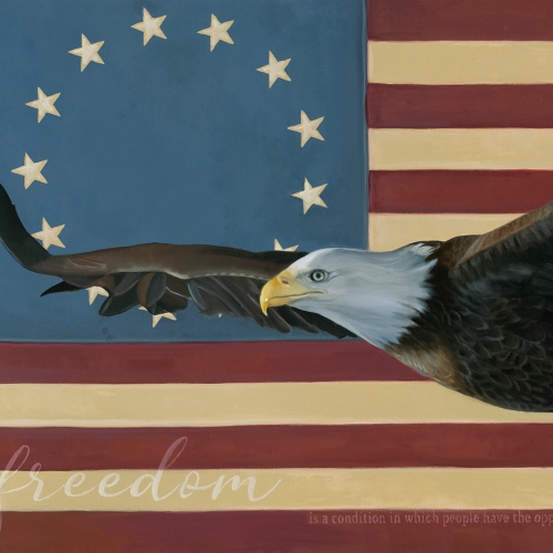 Giclee Prints of American Eagle in From of American Flag - Freedom